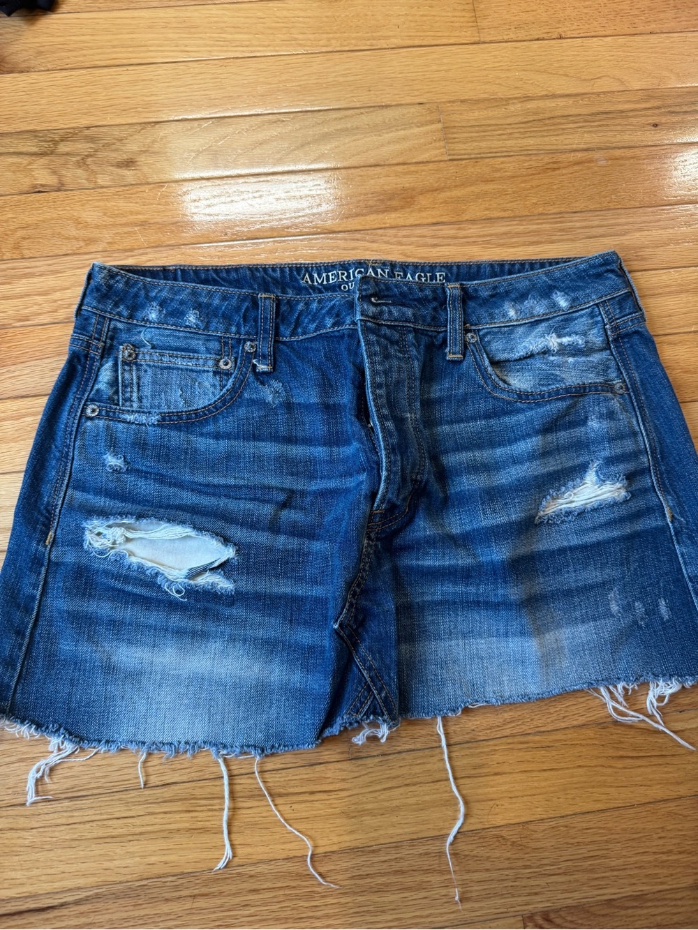American Eagle Outfitters Faded Blue Denim Mini Skirt